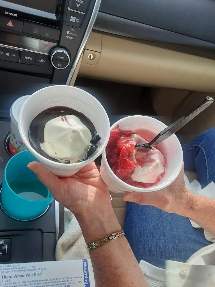 Hot Fudge Sundae and Strawberry Sundae